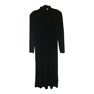 VTG K.C. Spencer Velvety Maxi Dress Women Sz 12 Black Padded Gothic Witchy